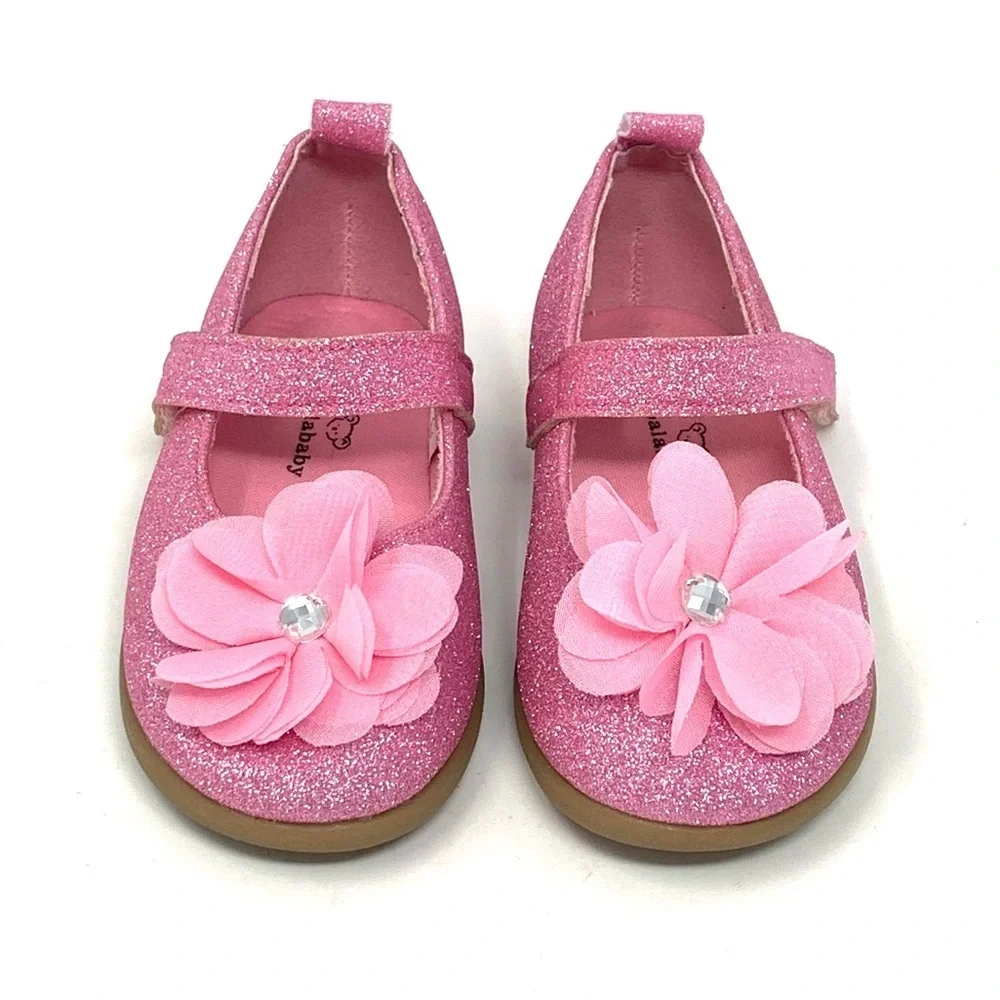 Koala Baby All Pink Glitter Mary Jane Casual Dressy Flat Shoes Girls Size 6